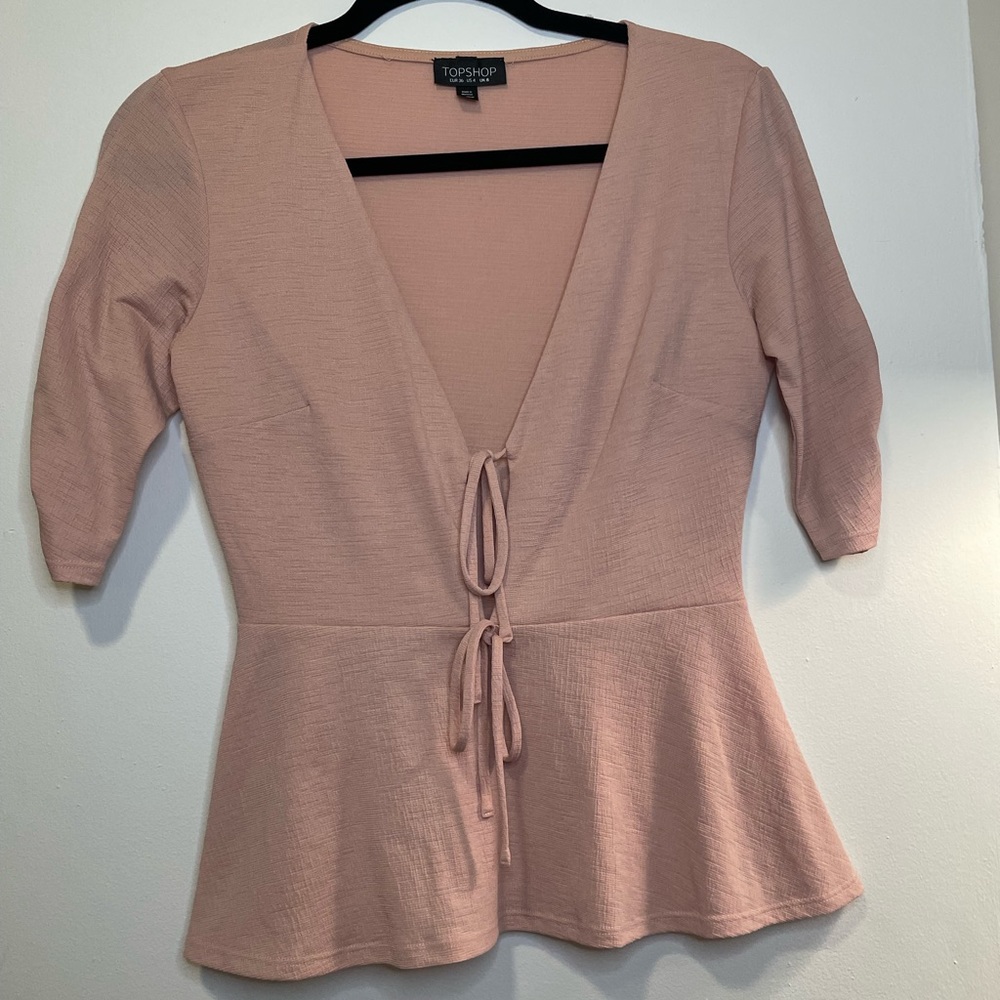 TopShop Blush Peplum Top
